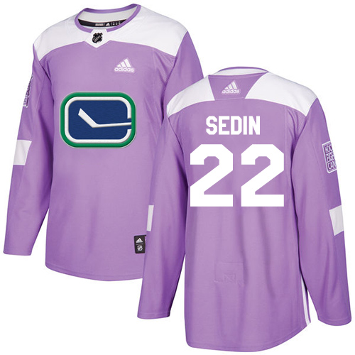 Adidas Vancouver Canucks #22 Daniel Sedin Purple Authentic Fights Cancer Stitched Jersey Men's