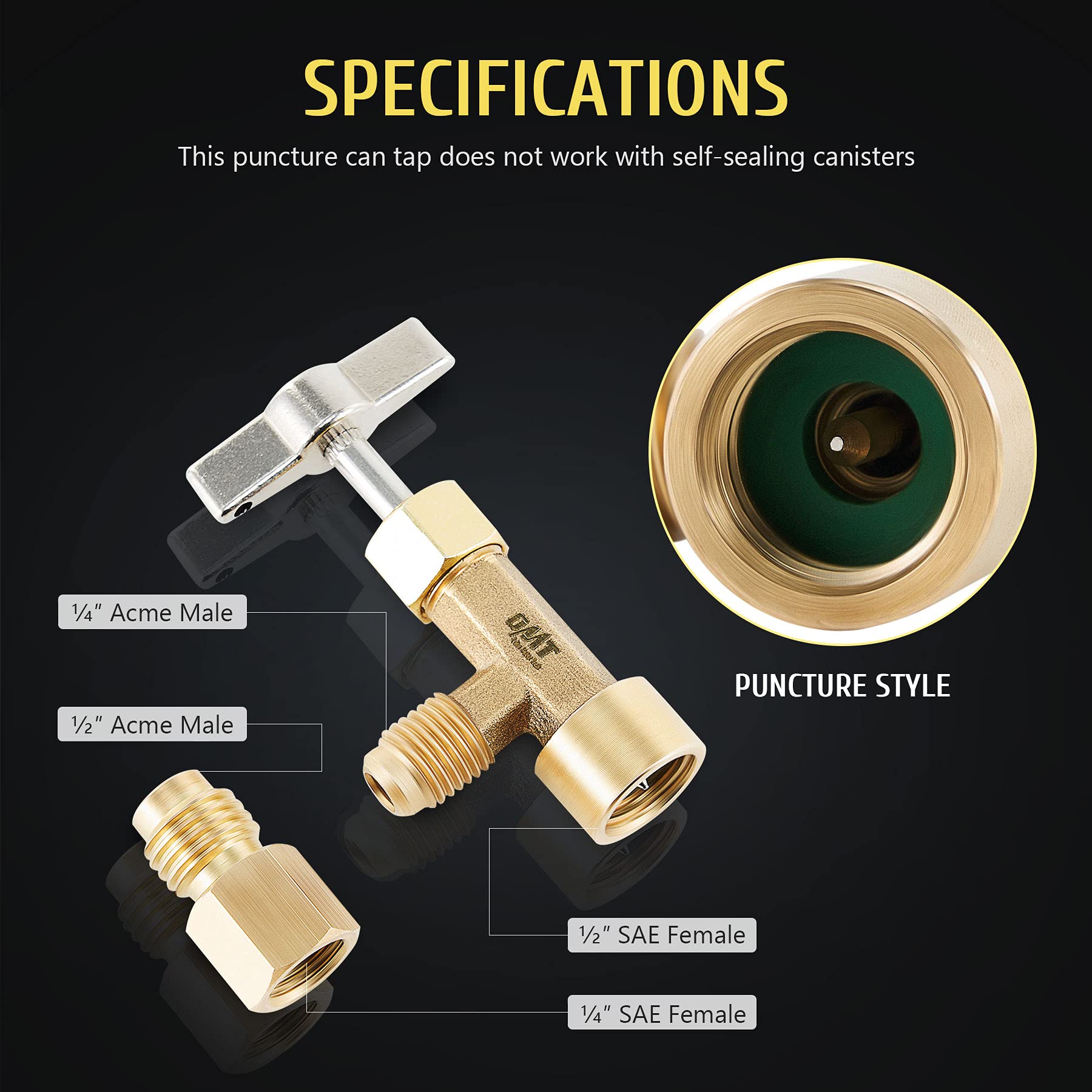 testOMT R134a Can Tap, Puncture Style R134a Refrigerant Dispenser with Tank Adapter for 1/4" and 1/2" AC Charging Hoses for Refilling Automotive Truck SUV and Other Air Conditioning Systems