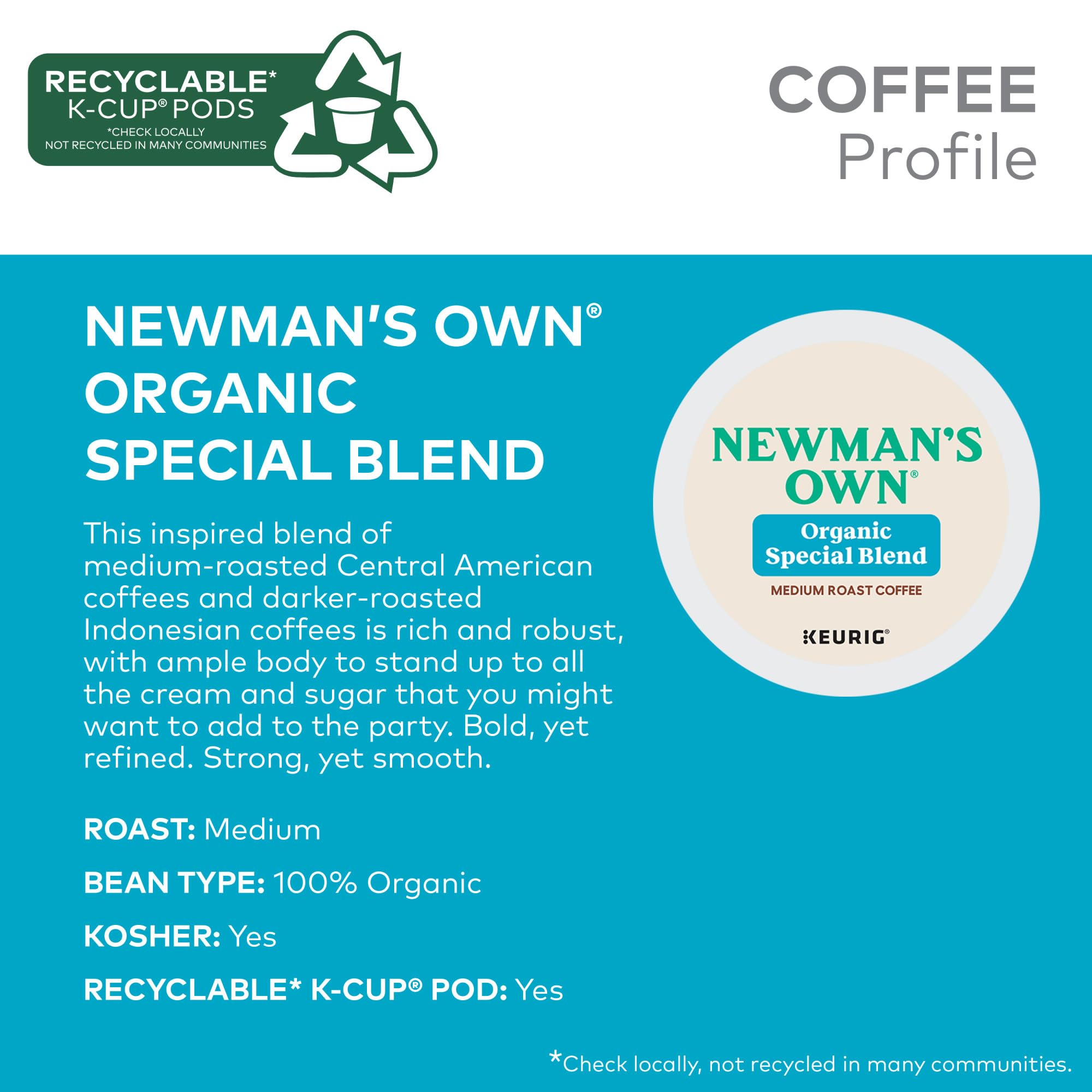 testNewman's Own Organics Special Blend Keurig Single-Serve K-Cup Pods, Medium Roast Coffee, 96 Count