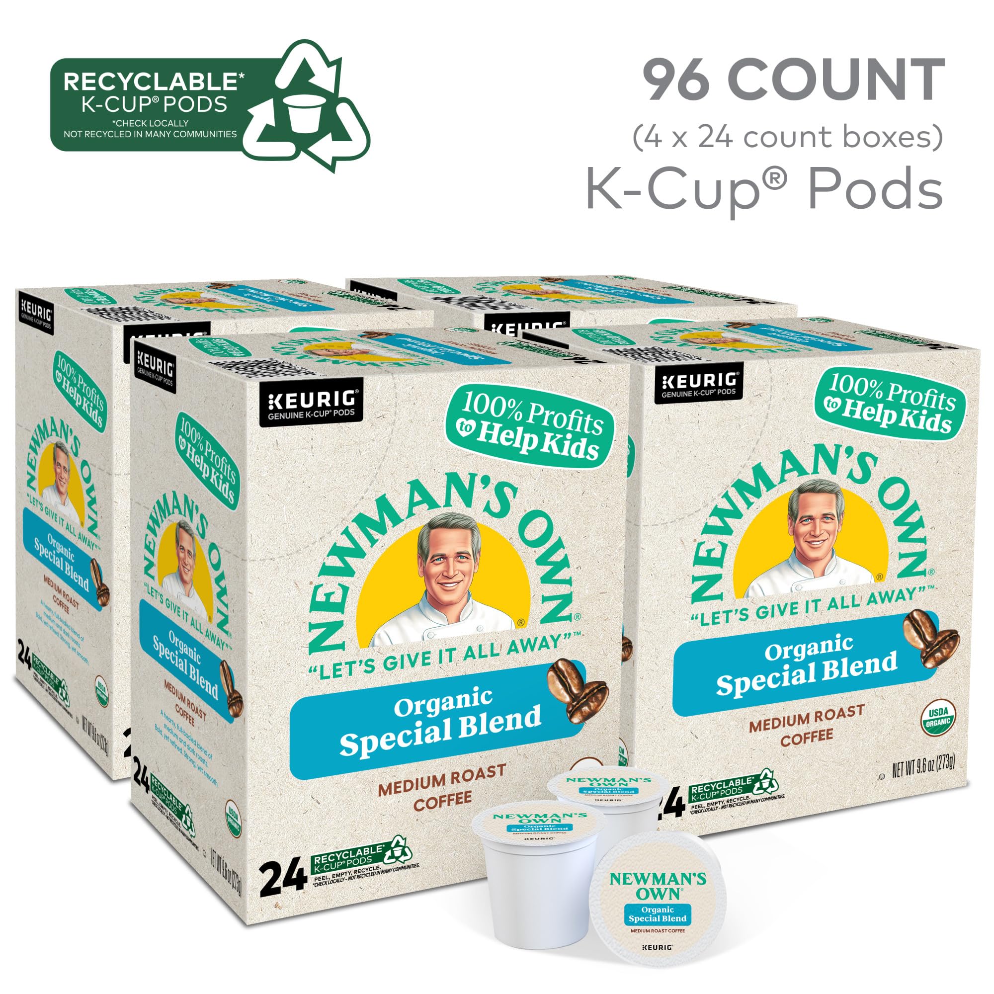testNewman's Own Organics Special Blend Keurig Single-Serve K-Cup Pods, Medium Roast Coffee, 96 Count