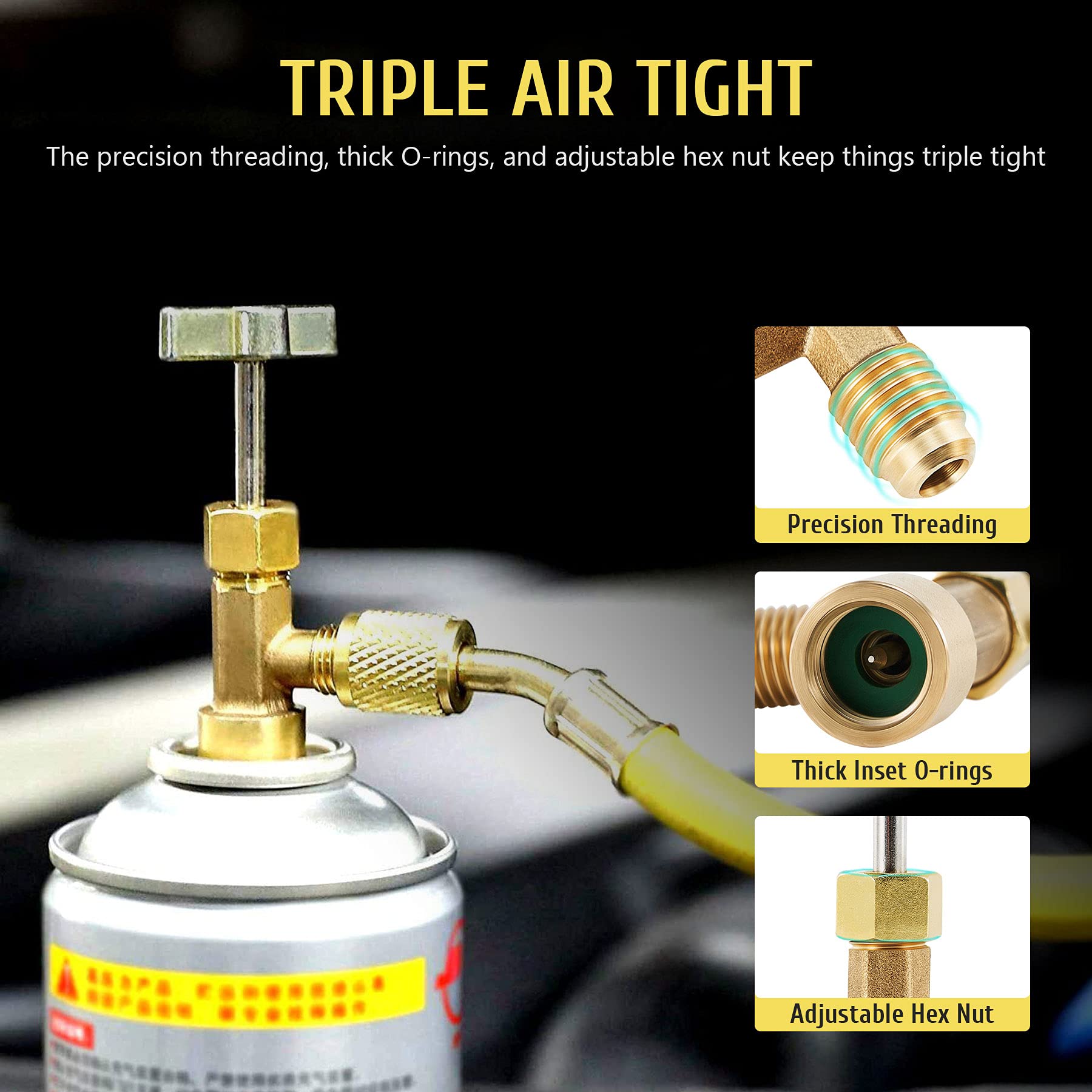 testOMT R134a Can Tap, Puncture Style R134a Refrigerant Dispenser with Tank Adapter for 1/4" and 1/2" AC Charging Hoses for Refilling Automotive Truck SUV and Other Air Conditioning Systems