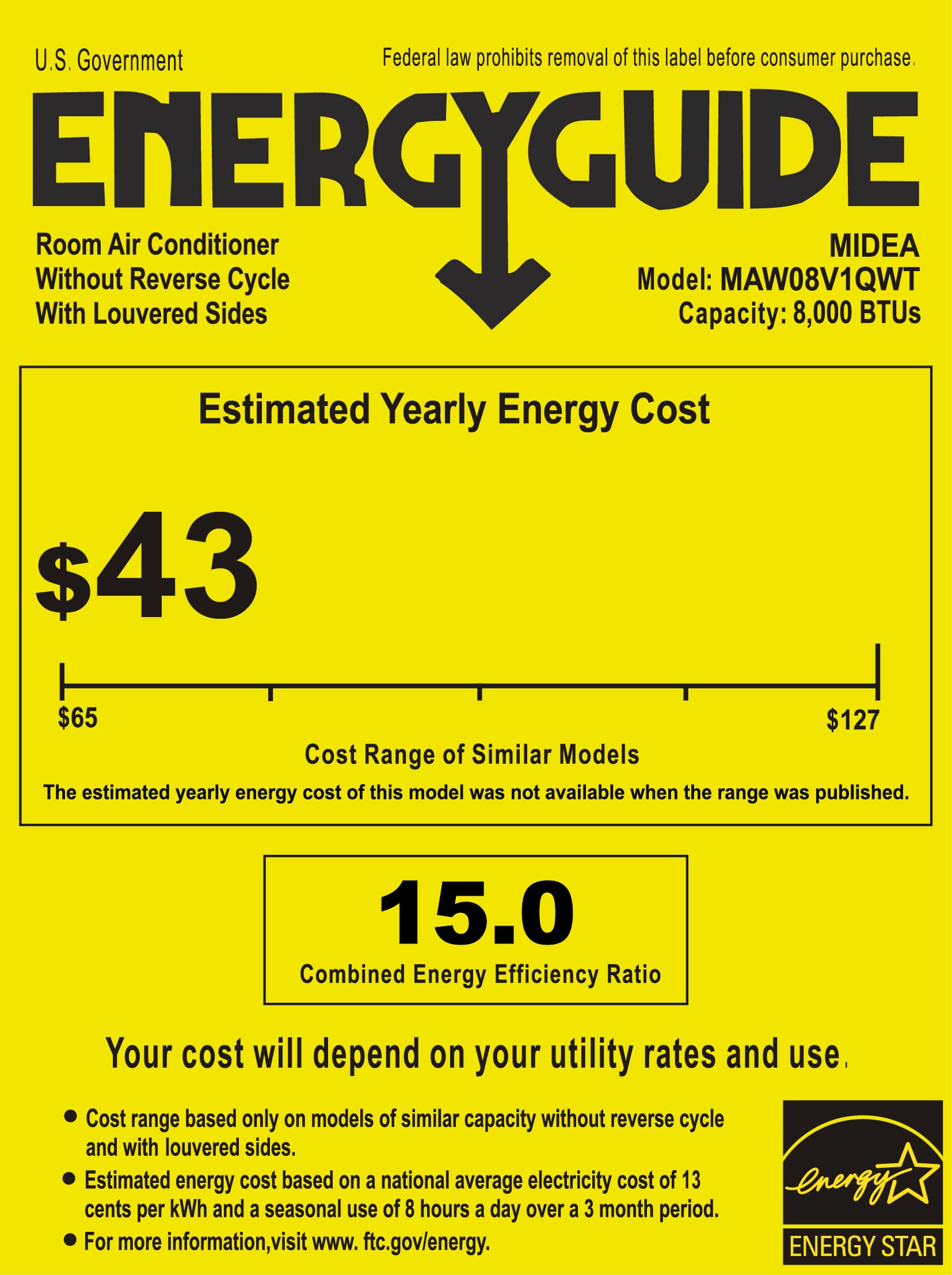 testMidea 8,000 BTU U-Shaped Smart Inverter Air Conditioner u2013Cools up to 350 Sq. Ft., Ultra Quiet with Open Window Flexibility, Works with Alexa/Google Assistant, 35% Energy Savings, Remote Control