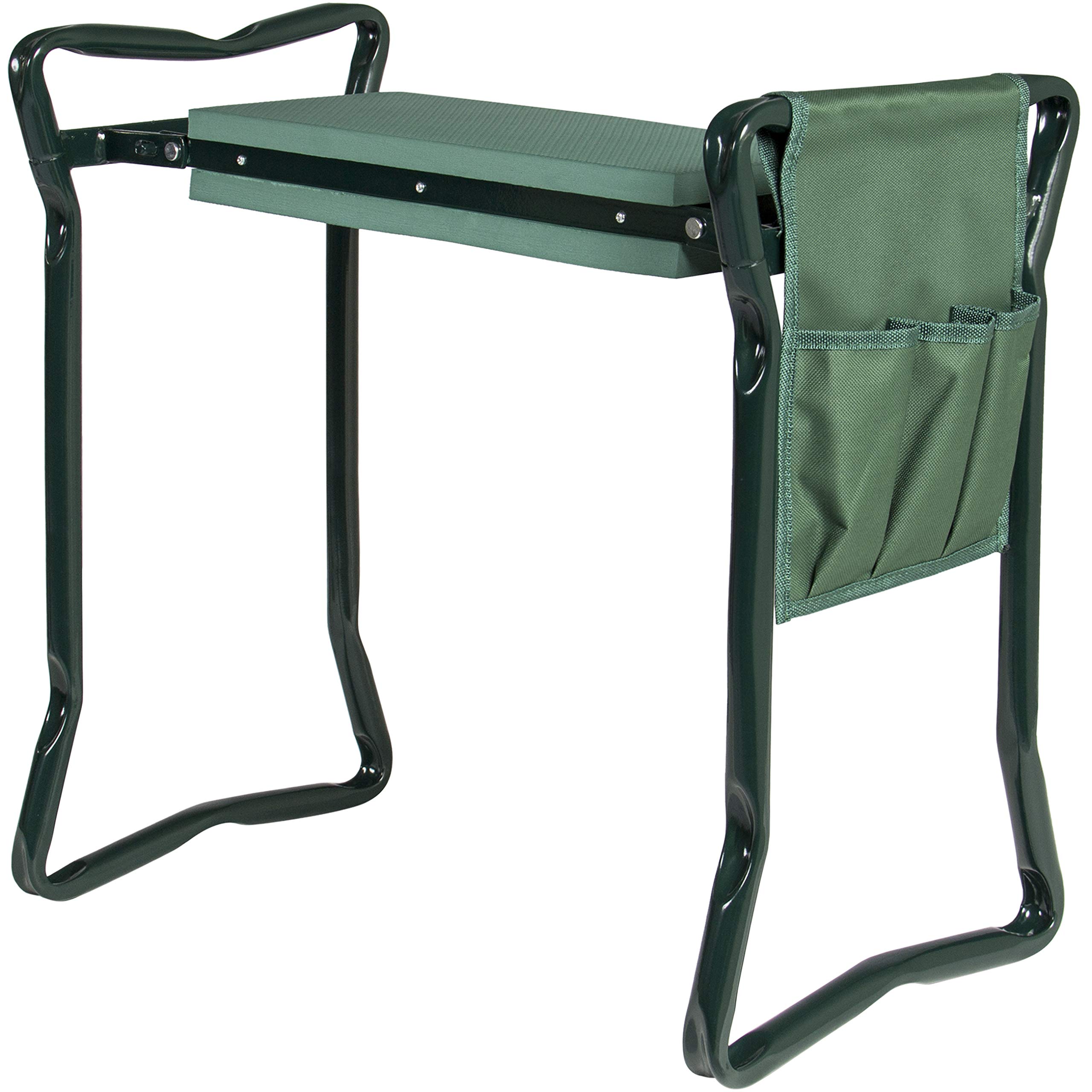 testBest Choice Products Foldable Garden Kneeler and Seat With Bonus Tool Pouch Portable Stool EVA Pad
