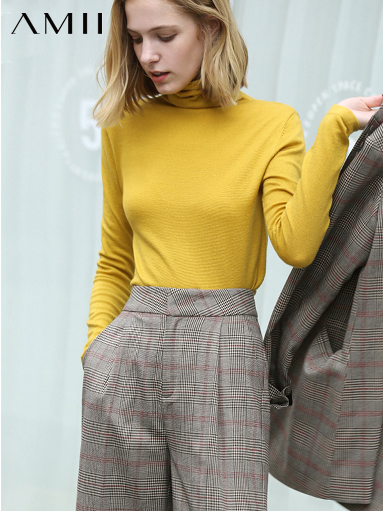 BBBBB 商品 AMII Minimalism Autumn Winter Women's Sweater Causal Solid Basic Turtleneck Sweaters For Women Women's sweater Tops 12020216