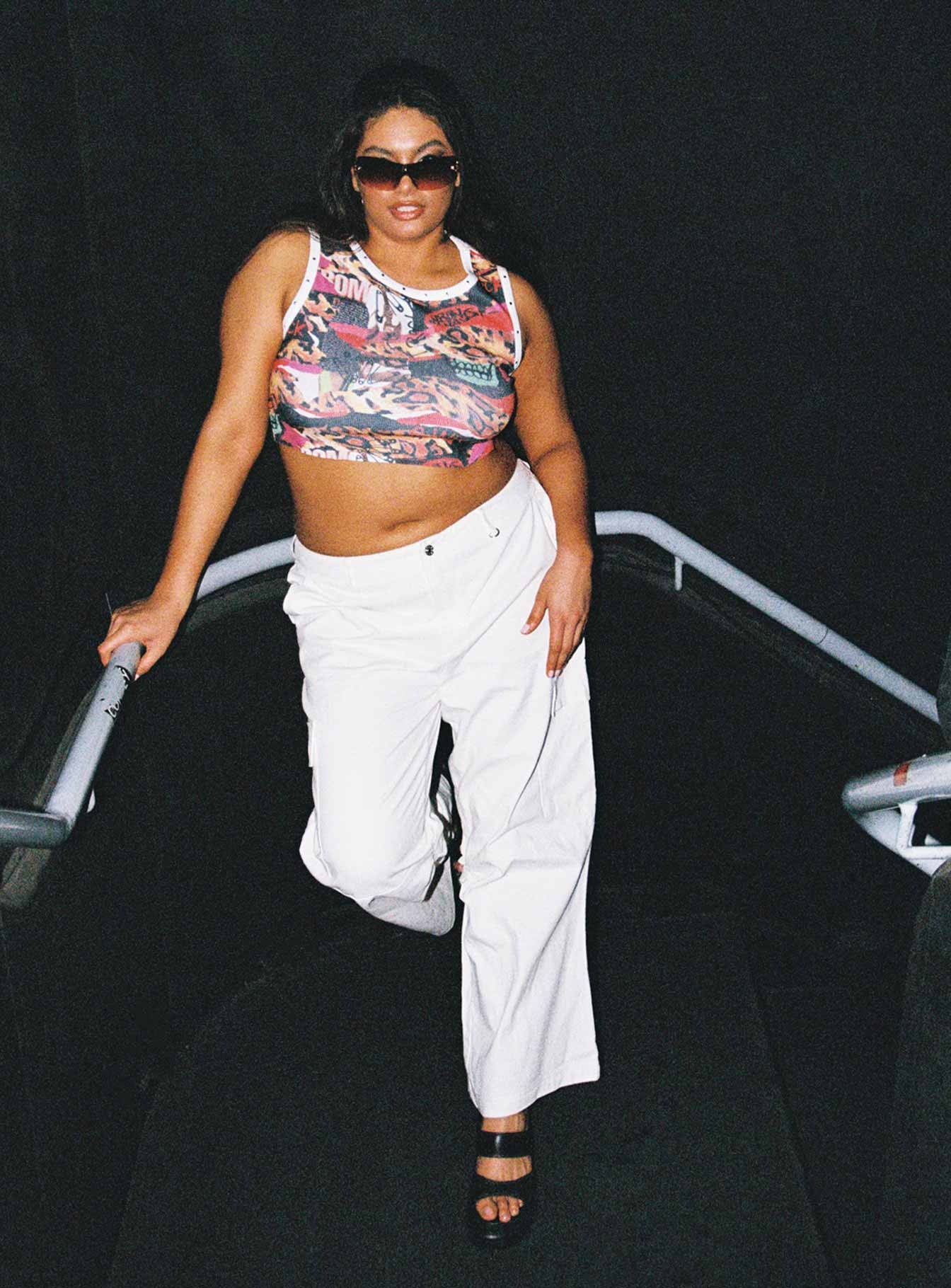 Fallout Mid Rise Cargo Pants White Curve